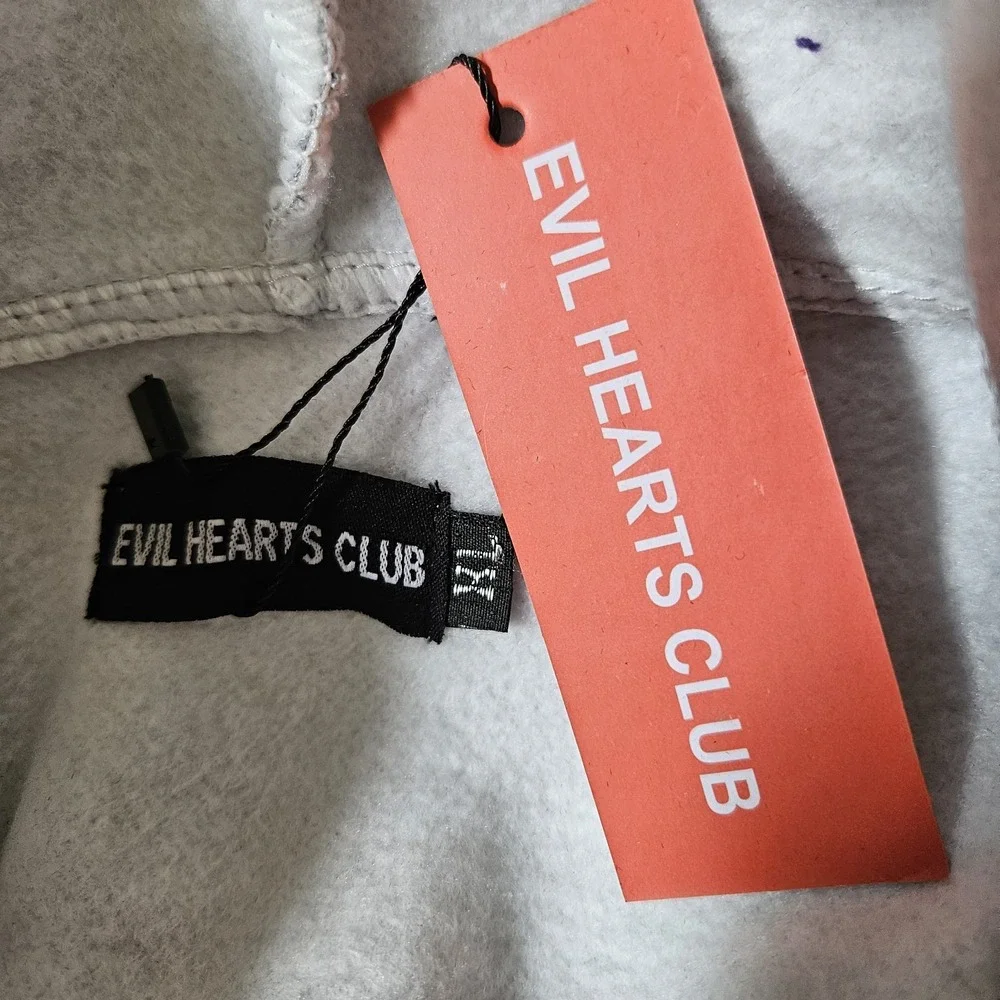 Evil Hearts Club Sweatshirt Sweater Men's XL Grey‎ Hoodie Evil Skater Retro NWT